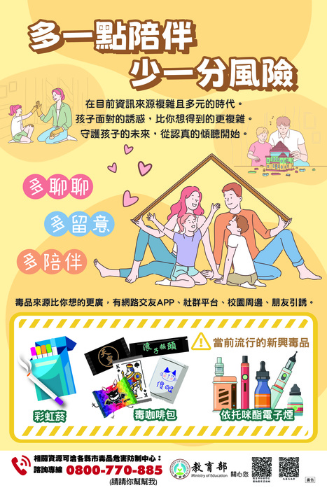 1-教育部海報(多一點陪伴 少一點風險)圖片