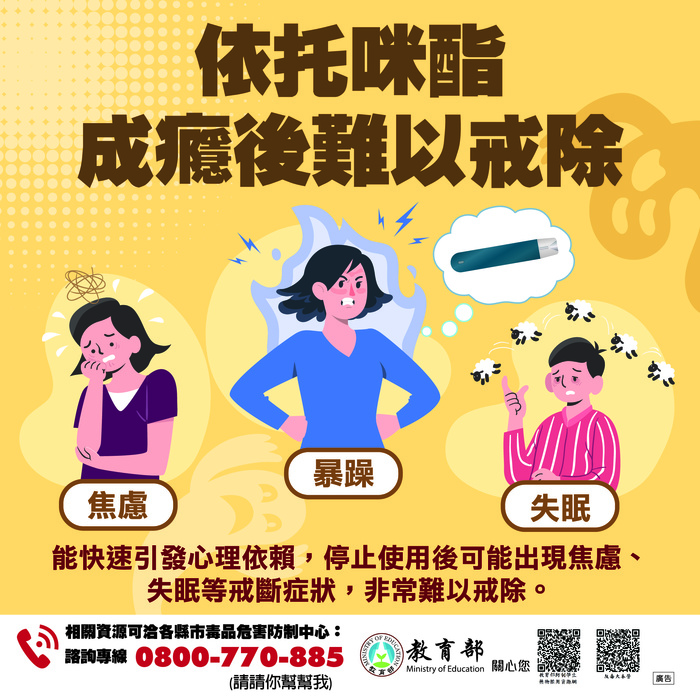 3-教育部懶人包-(依托咪酯成癮後難以戒除)圖片