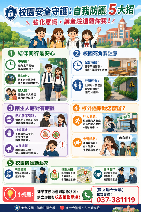 聯合大學校園安全守護宣導海報圖片